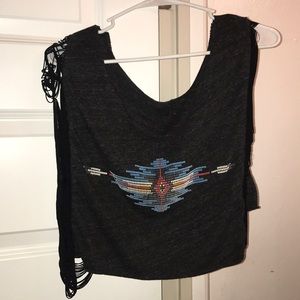 Dark Grey with Aztec Design Crop Top